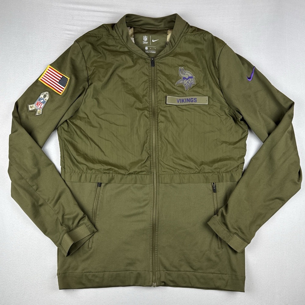 Nike Minnesota Vikings Salute To Service Jacket Olive Camo NFL Full Zip M